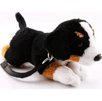 plyšák Plyšový Pes štěně Bernský salašnický s vodítkem 17cm