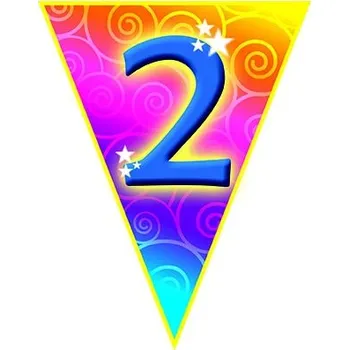 Vlajková narozeninová girlanda s číslem 2 délka 5m