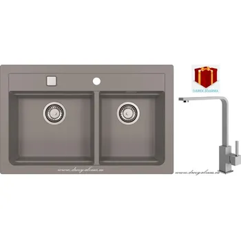 Alveus SET dřez Atrox 50 + baterie Afra - 81 beton + dárek (příborník, podložka na sušení nádobí nebo tekutý čistič)