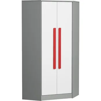 Dětská skříň Max-i Rohová šatní skříň GYT 2 antracit/bílá/červená