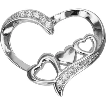 Přívěsek Argento 85200 Stříbrný přívěsek - srdíčko, čiré kulaté zirkony