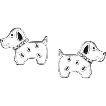 Náušnice Argento 66807 Stříbrné náušnice - pes, barevná glazura