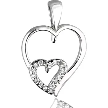 Přívěsek Argento 85222 Stříbrný přívěsek - srdíčko, čiré kulaté zirkony