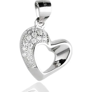 Přívěsek Argento 84451 Stříbrný přívěsek - srdíčko, čiré kulaté zirkony