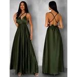 Khaki dlouhé šaty VALERDI s variabilním vázáním a rozparkem Velikost: ONESIZE