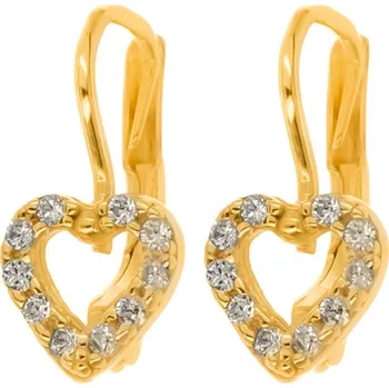 Náušnice Argento 66971 Pozlacené stříbrné náušnice - srdíčka, čiré kulaté zirkony