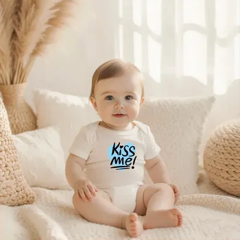 Body KISS ME - MODRÁ Barva: Bílá, Velikost: 62-68 (3-6 měsíců)