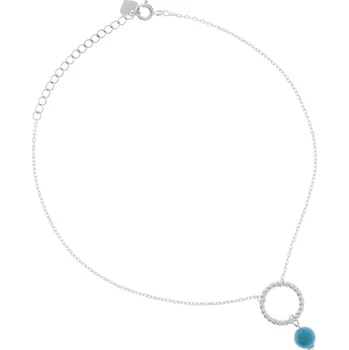 Náramek Argento 91922 Stříbrný náramek na nohu - modrý syntetický tyrkysový korálek, délka 22 až 26 cm