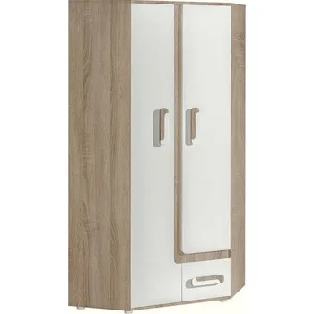 Dětská skříň Max-i Rohová šatní skříň ARCELIO 2 do dětského pokoje | dub světlý / bílá