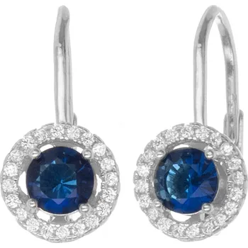 Náušnice Argento 65321 Stříbrné náušnice - modrý kulatý zirkon, čiré kulaté zirkony