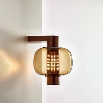 Nástěnné svítidlo Brokis Nástěnné difuzní svítidlo ze skla a kovu Bonbori Wall Down Barva skla: Šedá kouřová, Povrch montury: Měď PC01280_005