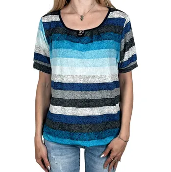 Wandeng Dámská halenka s krátkým rukávem ANDY Barva: Tyrkysová, Velikost: L