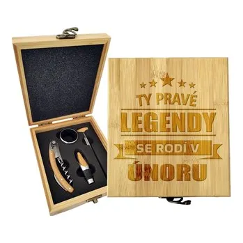 Víno Dárková sada na víno Ty pravé legendy se rodí v únoru: 147×168×49 mm