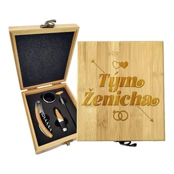 Víno Dárková sada na víno Tým ženicha: 147×168×49 mm