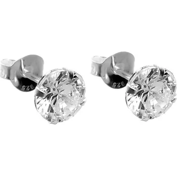 Náušnice Argento 65351 Stříbrné náušnice - čirý kulatý zirkon, velikost 6 mm