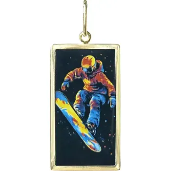 Přívěsek Aljančič Miniartion Snowboarding žluté zlato