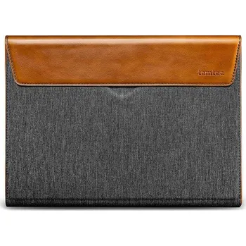 brašna na notebook Tomtoc pouzdro Premium Sleeve pro MacBook Pro 16" šedo-koňakové TOM-H15-E01Y