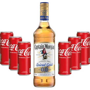 Rum Párty Set Captain Morgan Spiced Gold Alcohol Free 0,7l 0% + 6× Coca Cola 0,33l