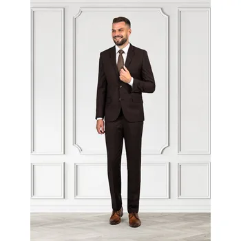 Pánský oblek FERATT Pánský oblek DAKOTA B kostkovaný hnědý Velikost: 182/48