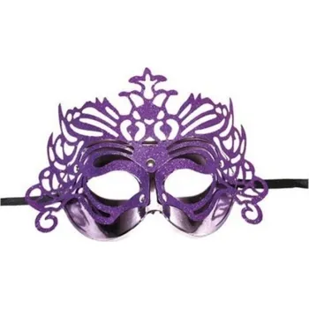 Karnevalová maska Škraboška maska benátská s korunkou - fialová