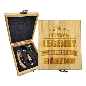 Dárková sada na víno Ty pravé legendy se rodí v březnu: 147×168×49 mm