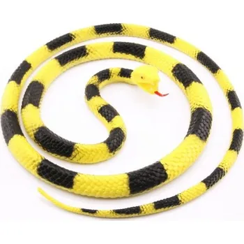 Figurka Gumový stočený had pruhovaný černožlutý
