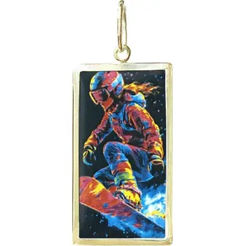 Přívěsek Aljančič Miniartion Snowboardistka žluté zlato
