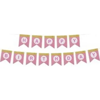 Party dekorace Narozeninová girlanda Happy Birthday 3m růžová