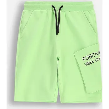 Chlapecké kraťasy Dětské bavlněné šortky Coccodrillo zelená barva, nastavitelný pas, EVERYDAY BOY WC5120501VBC 77X, vel. 104