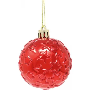 Vánoční dekorace Vánoční ozdoby červené koule s hvězdičkami 4 ks 8 cm