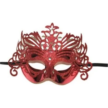 Karnevalová maska Škraboška maska benátská s korunkou - červená