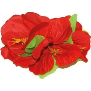 Karnevalový doplněk Spona havaj - červené květy 12cm