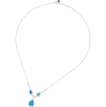 Náhrdelník Argento 91958 Stříbrný náhrdelník - modré syntetické opály ve tvaru slzy, čiré kulaté zirkony