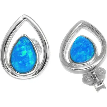 Náušnice Argento 66474 Stříbrné náušnice - modrý syntetický opál ve tvaru slzy