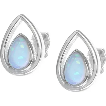 Náušnice Argento 66455 Stříbrné náušnice - bílý syntetický opál ve tvaru slzy