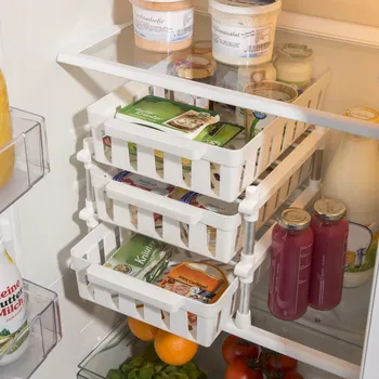 Úložný box RUCO Regál s 3 košíky do lednice, bílý 657316
