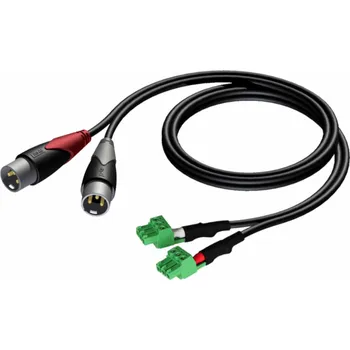 Audio kabel 2x XLR samec kabel - 2x elektrická kostka (3 řádky-3,81 mm) 1m