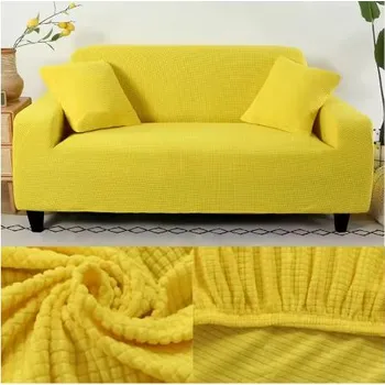 Pohovka Žakárové potahy na pohovky Barva: Žlutá, Velikost: třímístná pohovka (175-210 cm)