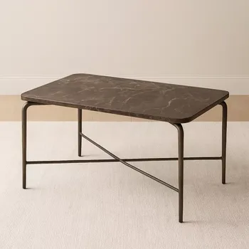 Konferenční stolek House Doctor – Konferenční stolek Square M, 80 × 80 cm, mramor / kov