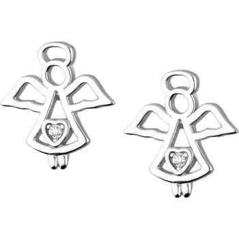 Náušnice Argento 67114 Stříbrné náušnice - anděl, čirý kulatý zirkon