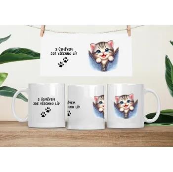 Hrneček čumáček 330ml porcelán Kočička