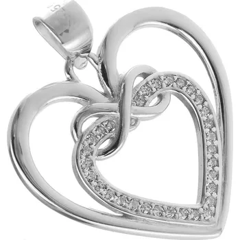 Přívěsek Argento 85226 Stříbrný přívěsek - srdíčko, nekonečno, čiré kulaté zirkony