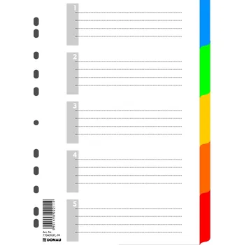 Rozlišovač Donau A4, PP, 5 listů, mix barev