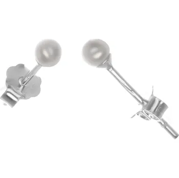 Náušnice Argento 65353 Stříbrné náušnice - bílá syntetická perla ve tvaru kuličky, průměr 3 mm