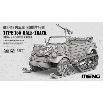 Plastikový model Meng 1/35 German Pkw.K1 Kübelwagen Type 155 Half-Track (incl. 3D printed track modules and ski modules, etc.)