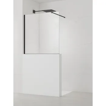 Sprchová zástěna SAT Walk-in 100x100 cm na sníženou příčku černá SATBWIS100PRC