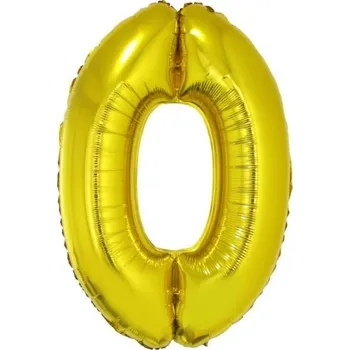 Balónek Foliový balónek číslo 0 zlatý 100 cm
