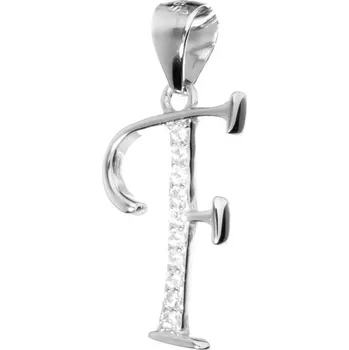 Přívěsek Argento 84917 Stříbrný přívěsek - písmeno F, čiré kulaté zirkony