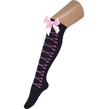 Karnevalový doplněk Punčochy černé s mašlí a kostmi