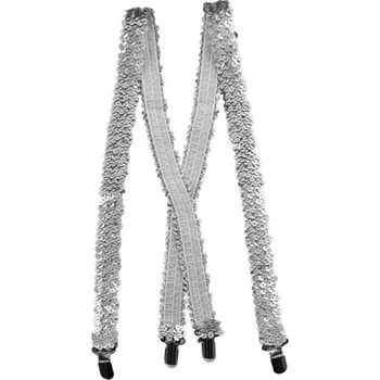 Karnevalový doplněk Šle s flitry stříbrné